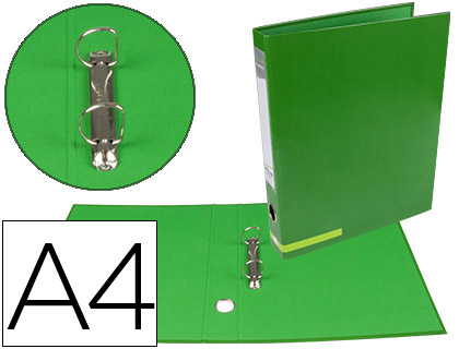 [2077597] LIDERPAPEL - CARPETA DE 2 ANILLAS 25 MM MIXTAS A4 FORRADO COLOR SYSTEM CON OLLADO Y TARJETERO VERDE (Ref.AY22)