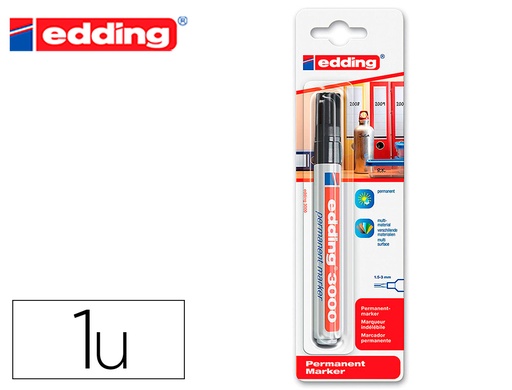 [9161362] EDDING - Rotulador marcador permanente 3000 negro n.1 punta redonda 1,5-3 mm blister de 1 unidad (Ref. E-3000/1-01)
