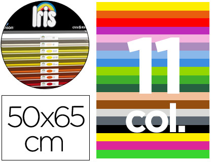 [9044418] GUARRO - CARTULINA 50X65 CONTENIDO "C" 25 HOJAS X 5 COLORES + 25 HOJAS X 4 COLORES FLUO + 25HOJAS X 2 COLORES METAL 185G (Ref.0404925)
