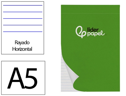 [2048396] LIDERPAPEL - BLOC NOTAS HORIZONTAL A5 80 HOJAS 60G/M2 PERFORADO (Ref.BN13)