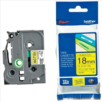 [2047254] BROTHER - CINTA AMARILLO-NEGRO 18MM LONGITUD 8 MT SUPERADHESIVA (Ref.TZES641)