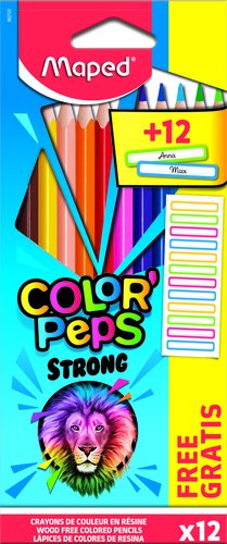[9939227] MAPED - LAPICES de COLORES COLOR"PEPS STRONG METAL estuche de 12 (regalo 12 etiquetas) (Ref.862725)