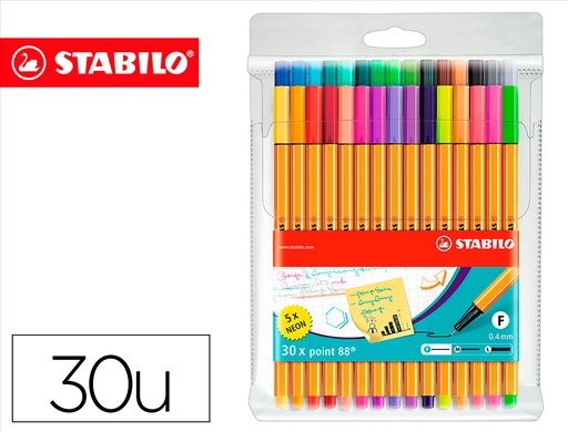 [9072016] STABILO - ROTULADOR PUNTA DE FIBRA POINT 88 ESTUCHE DE 30 UNIDADES SURTIDAS (Ref.8830-2)