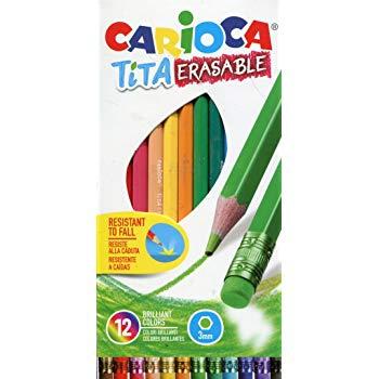 [9934194] CARIOCA - LAPICES de COLORES TITA C/GOMA estuche de 12 (Ref.42897)