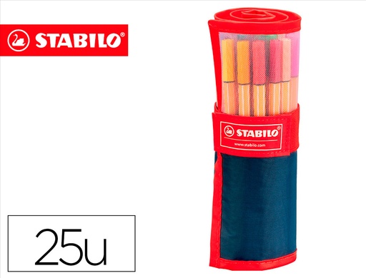 [9078053] STABILO - Estuche Rotuladores Point 88 Colores surtidos Trazo 0,4mm 25ud (Ref.8825-021)
