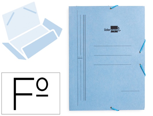 [2015799] LIDERPAPEL - CARPETA GOMAS FOLIO 3 SOLAPAS Cartón PINTADO AZUL (Ref.CG01)