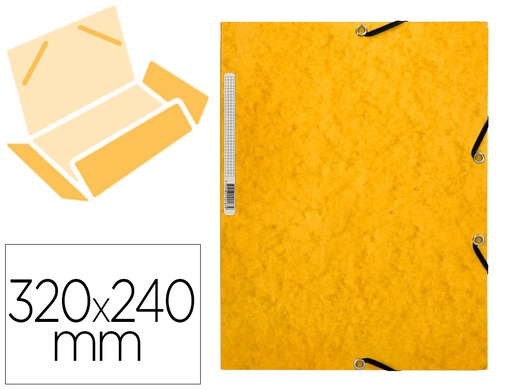 [2031624] Q-CONNECT - CARPETA GOMAS Cartón SIMIL-PRESPAN SOLAPAS 320X243 MM AMARILLA (Ref.KF02166)