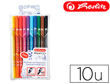 [2067992] HERLITZ - Rotulador my-pen doble punta 0,5/4 mm blister de 10 colores surtidos (Ref. 11367232)