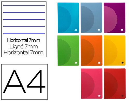 [2064808] LIDERPAPEL - Libreta 360 tapa de plastico A4 48 hojas 90g/m2 horizontal con doble margen colores surtidos (Ref. LF02)