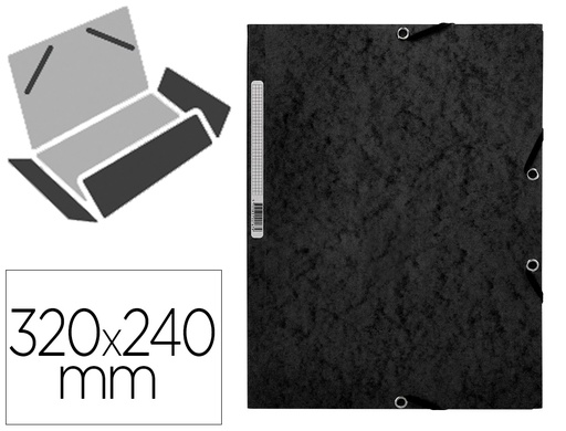 [2031627] Q-CONNECT - CARPETA GOMAS Cartón SIMIL-PRESPAN SOLAPAS 320X243 MM NEGRA (Ref.KF02169)