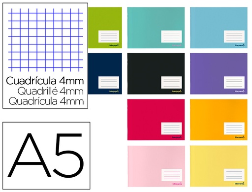 [2024329] LIDERPAPEL - LIBRETA ESCOLAR 32H A-5 APAISADO CUADRO 4 MM CON MARGEN (Ref.LB53)