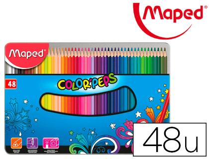 [9150182] MAPED - Lapices de colores color peps caja metalica de 48 lapices colores surtidos (Ref. 832058)
