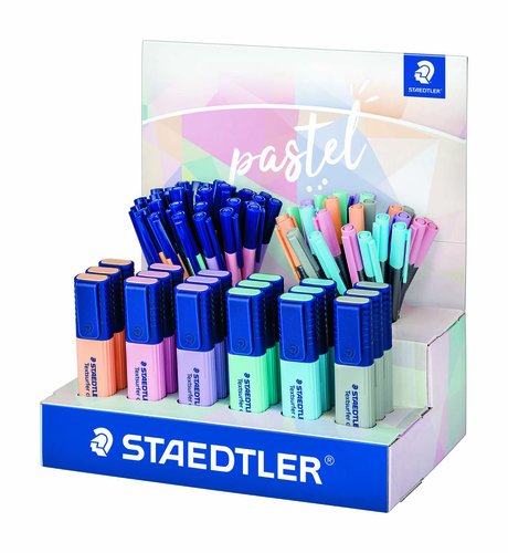 [9936260] STAEDTLER - MARCADOR FLUOR SURTIDO EXPOSITOR de 78
18x Marcadores fluorescentes pastel
30x Triplus fineliner colores pastel surtidos
30x Triplus color colores pastel surtidos (Ref.61 SCA1 PA)