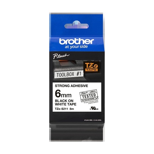 [9046873] BROTHER - Cinta Rotuladora LAMINADA WH/BK 8M 6MM (Ref.TZES211)