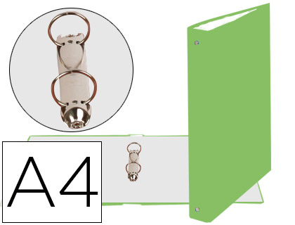 [2078603] EXACOMPTA - CARPETA DE 2 ANILLAS 30MM REDONDAS DIN A4 Cartón FORRADO VERDE ANIS (Ref.54473E)