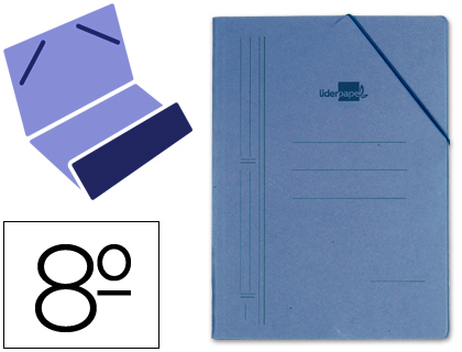 [2010022] LIDERPAPEL - CARPETA GOMAS OCTAVO BOLSA Cartón COMPACTO AZUL (Ref.CG11)
