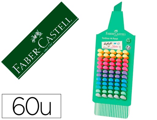 [2162536] FABER CASTELL - Marcador fluorescente TEXTLINER 1546 expositor de 60 unidades colores surtidos (Ref. 254633)