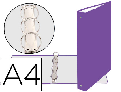 [2078590] EXACOMPTA - CARPETA DE 4 ANILLAS 30MM REDONDAS DIN A4 Cartón FORRADO MORADO (Ref.51376E)