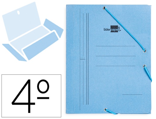 [2015800] LIDERPAPEL - CARPETA GOMAS CUARTO 3 SOLAPAS Cartón PINTADO AZUL (Ref.CG07)