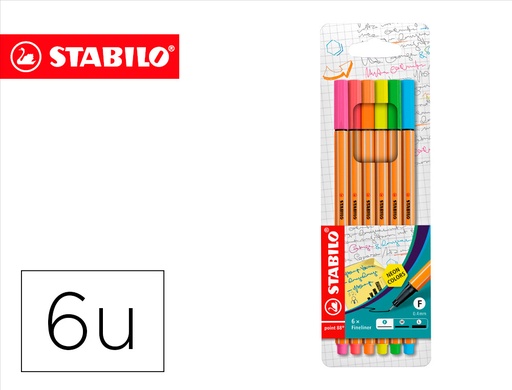 [9151080] STABILO - Estuche 6 rotuladores point 88 neón surtidos (Ref.88/6-1)