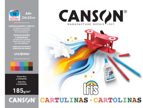 [9044412] CANSON - Cartulina 10 Hojas A4 Colores surtidos (Ref.400045652)