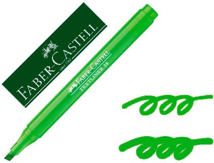 [2151878] FABER CASTELL - Marcador fluorescente TEXTLINER 38. Cuerpo translúcido. Verde fluorescente (Ref.157763)