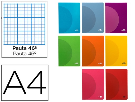 [2005167] LIDERPAPEL - LIBRETA 360 TAPA DE PLASTICO A4 48 HOJAS 90G/M2 RAYADO Nº 46 COLORES SURTIDOS (Ref.LF20)