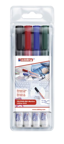 [1239215] EDDING - Marcador 8400 Estuche 4 ud Trazo 1mm Punta redonda Colores surtidos 8400/4 S (Ref.8400-4-S)