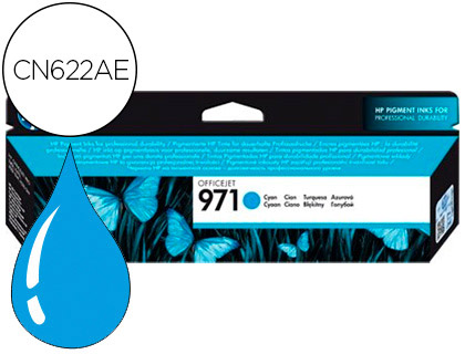[9079749] HP ( HEWLETT PACKARD ) - Cartuchos ORIGINALES Inyección De Tinta 971 Cyan (Ref.CN622AE)