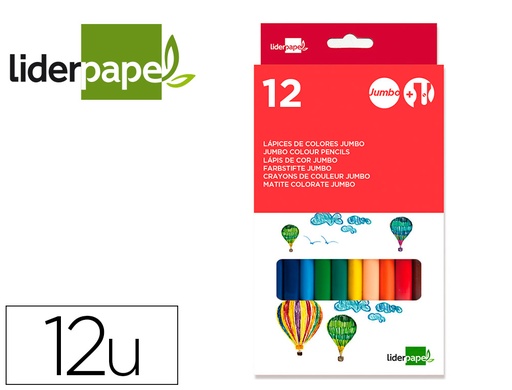 [2034249] LIDERPAPEL - LAPICES DE COLORES C/ DE 12 COLORES JUMBO CON Sacapuntas/Afilalapices (Ref.LC02)