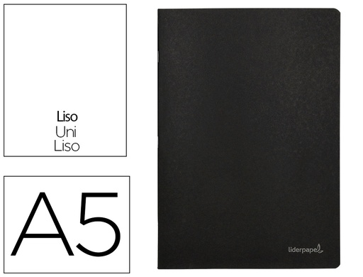 [2054416] LIDERPAPEL - LIBRETA TAPA NEGRA A5 80 HOJAS 60G/M2 LISO SIN MARGEN (Ref.LA18)