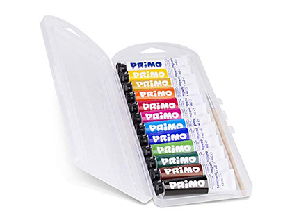 [2155751] PRIMO - Tempera en tubo aluminio de 12 ml blister plastico 12 colores surtidos (Ref. 448T12AP)