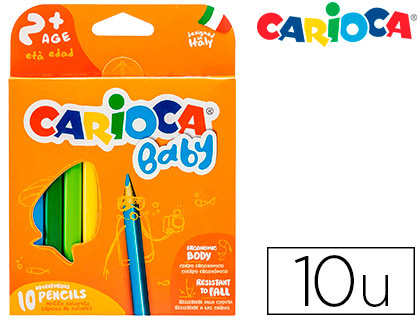 [2151841] CARIOCA - Lapices de colores baby 2 años caja de 10 colores surtidos (Ref. 42819)