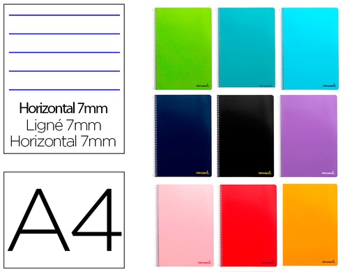 [2008190] LIDERPAPEL - CUADERNO ESPIRAL A4 MICRO WRITE TAPA BLANDA 80H 60 GR HORIZONTAL 4TALADROS COLORES SURTIDOS (Ref.BE02)