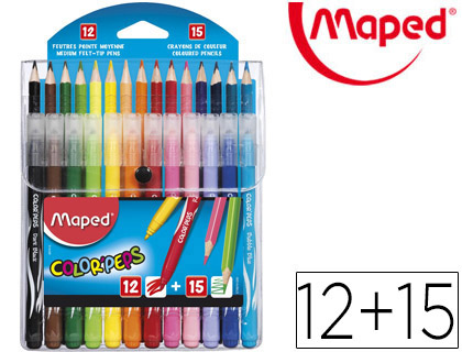 [2079480] MAPED - Pack combo color peps 12 rotuladores + 15 lapices de colores (Ref. 897412)