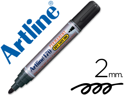 [2025660] ARTLINE - ROTULADOR MARCADOR PERMANENTE 170 NEGRO -PUNTA REDONDA 2 MM -ANTISECADO (Ref.170-N)
