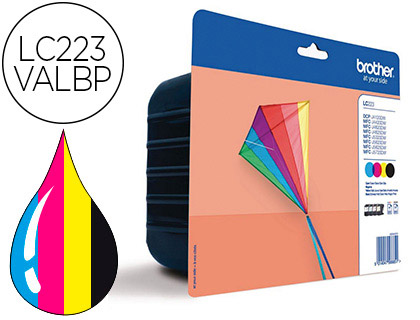 [2151300] BROTHER - Cartuchos ORIGINALES Inyección De Tinta Negro,cyan,amarillo y magenta MFC-J44DW MF-J625DW (Ref.LC223VALBP)