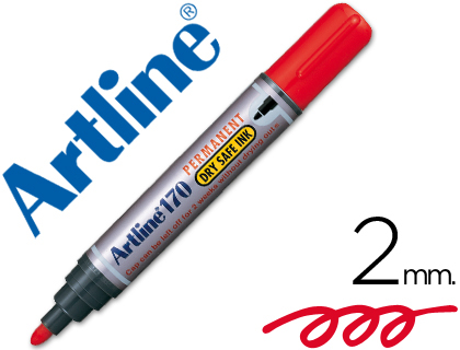 [2025662] ARTLINE - ROTULADOR MARCADOR PERMANENTE 170 ROJO -PUNTA REDONDA 2 MM -ANTISECADO (Ref.170-R)