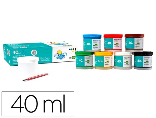 [2062924] LIDERPAPEL - TEMPERA ESCOLAR 40 ML 7 COLORES SURTIDOS + PINCEL (Ref.TP54)