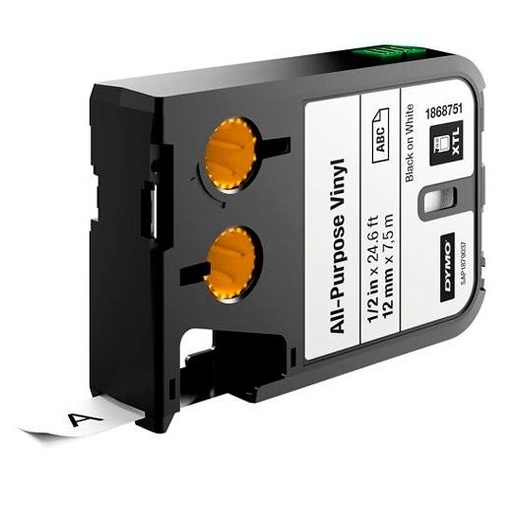 [1947847] DYMO - Cinta XTL VINILO MULTIUSOS INTERIORES Y EXTERIORES 12MM NEGRO/BLANCO (Ref.1868751)