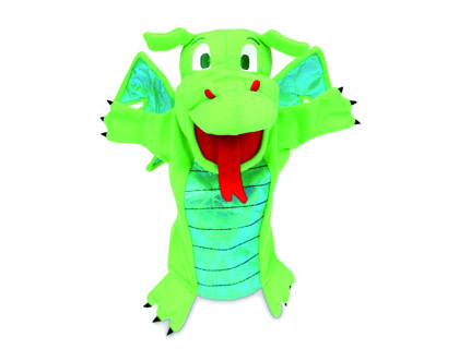 [2068383] FIESTA CRAFTS - Marioneta de tela para mano y dedos dragon verde 17x33 cm (Ref. XFC-T2186)