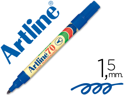 [2006958] ARTLINE - ROTULADOR MARCADOR PERMANENTE ZUL -PUNTA REDONDA 1.5 MM -PAPEL METAL Y CRISTAL (Ref.EK-70 A)