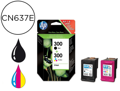 [9059724] HP ( HEWLETT PACKARD ) - Cartuchos ORIGINALES Inyección De Tinta 300 Negro/Amarillo/Cyan/Magenta Pack 2 (Ref.CN637EE)