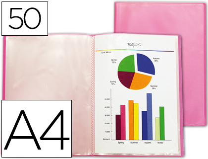 [2052113] LIDERPAPEL - CARPETA ESCAPARATE 47060 50 FUNDAS POLIPROPILENO TRASLUCIDA DIN A4 ROJO FROSTY (Ref.CJ82)