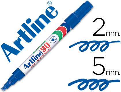 [2006938] ARTLINE - ROTULADOR MARCADOR PERMANENTE ZUL -PUNTA BISELADA 5 MM -PAPEL METAL Y CRISTAL (Ref.EK-90 A)