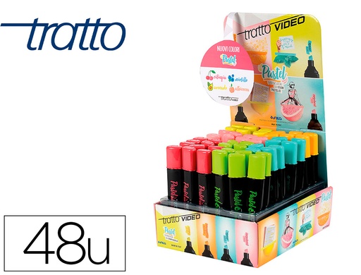 [2162503] TRATTO - Rotulador video pastel fluorescente expositor de 48 unidades colores surtidos (Ref. F835900)