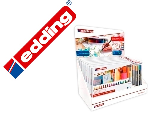 [9154743] EDDING - Rotulador punta fibra 1200 caja metal 20 colores surtidos punta redonda 0,5 mm expositor de 8 unidades + 8 (Ref. 61120)