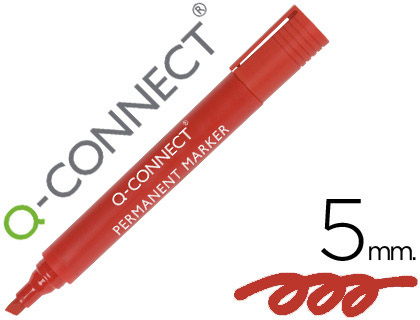 [2078923] Q-CONNECT - ROTULADOR MARCADOR PERMANENTE ROJO PUNTA BISELADA 5.0 MM (Ref.KF26044)