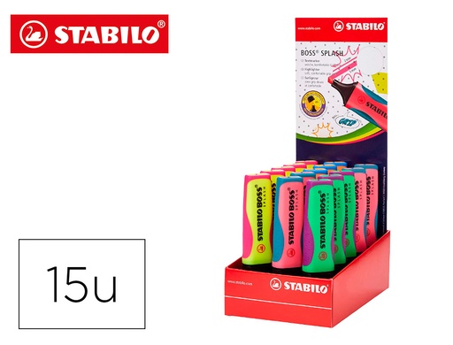 [2156361] STABILO - Rotulador boss splash 75 expositor sobremesa de 15 unidades colores surtidos (Ref. 75/15-1)