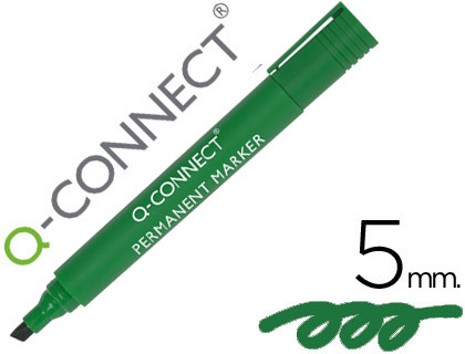 [2078924] Q-CONNECT - ROTULADOR MARCADOR PERMANENTE VERDE PUNTA BISELADA 5.0 MM (Ref.KF01774)